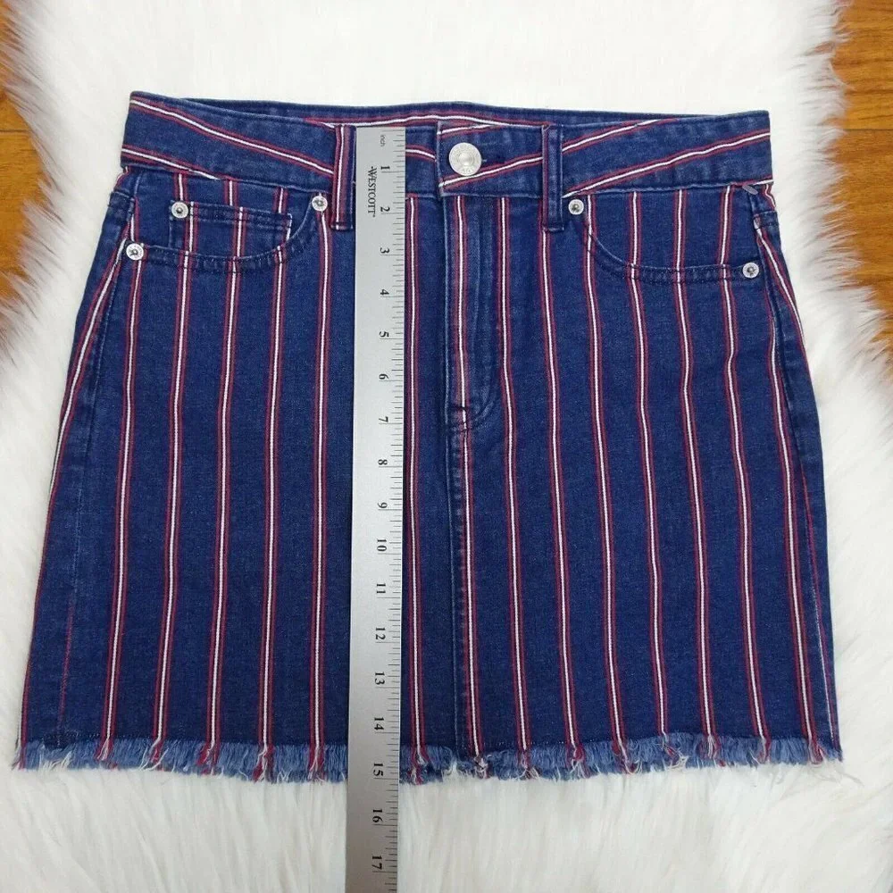 American Eagle Outfitters Denim Skirt Mini Stripe High Rise Stretch NWT 4
